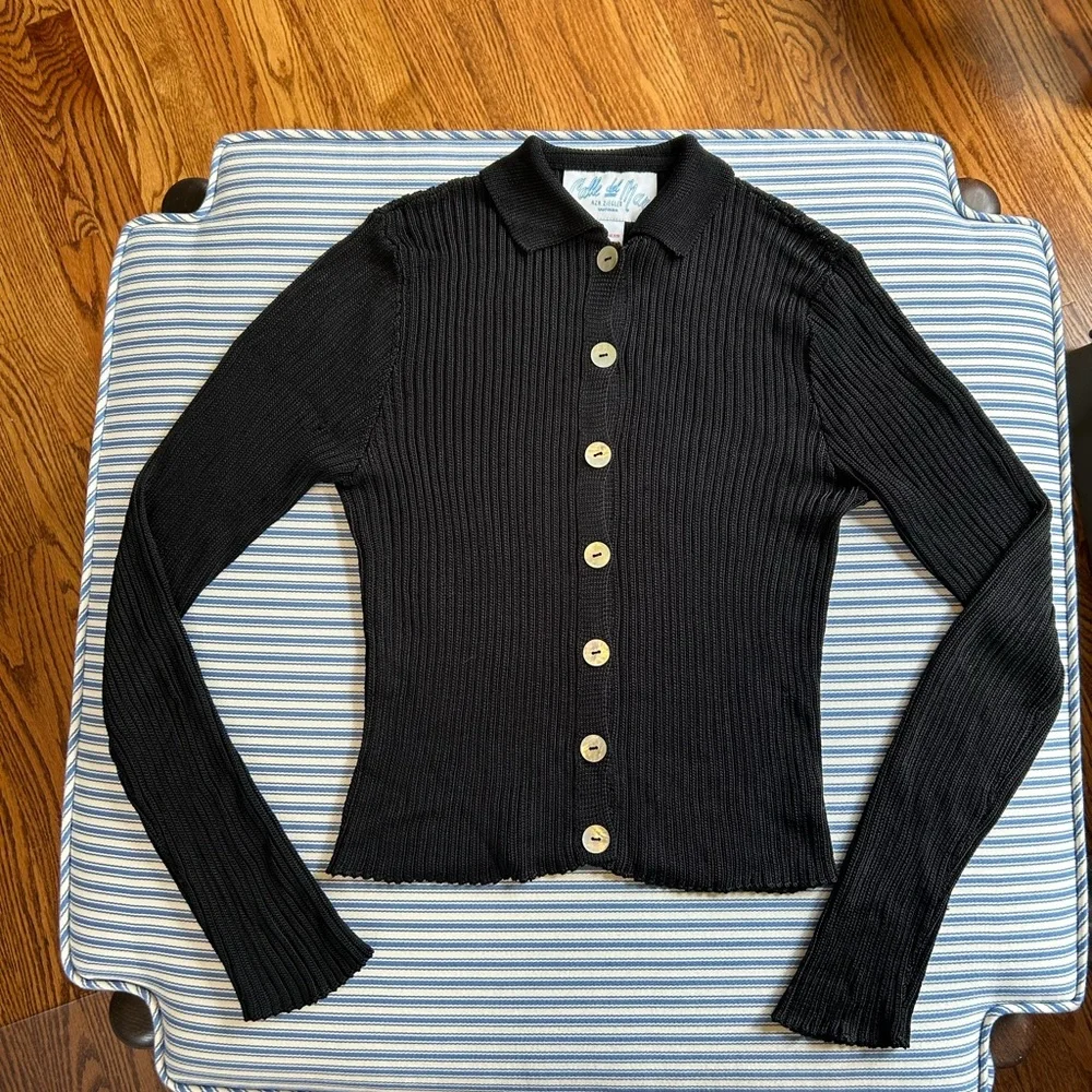 Calle Del Mar long sleeve cardigan black medium - Picture 1 of 9